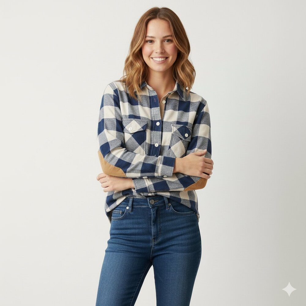 Roots Park Plaid Long Sleeve Flannel Shirt Size S